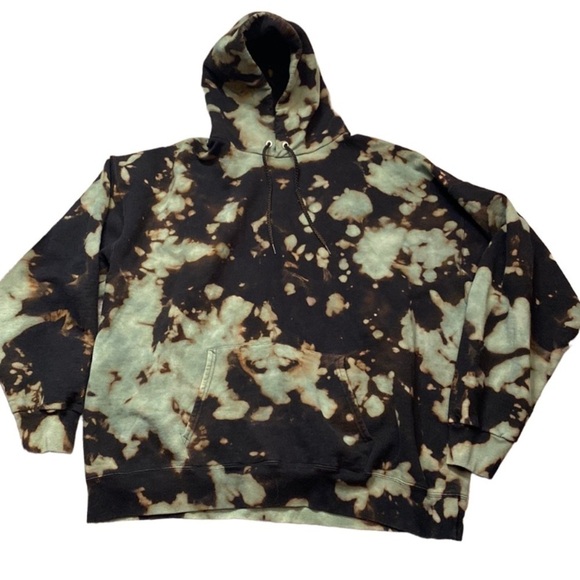 BLACK TIE DYE ULTIMATE COTTON HANES HOODIE MENS XL - Picture 1 of 6